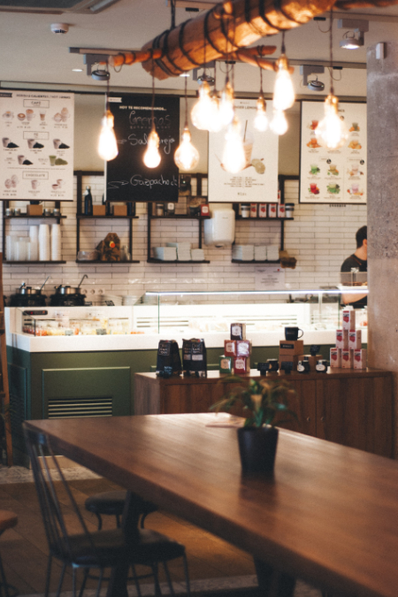 dimly lit cafe