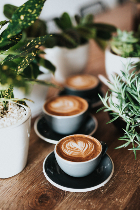 freshly poured coffee in mugs